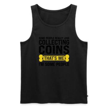 Münzen Münzen Sammler Numismatiker Geschenk - Männer Premium Bio Tank Top - Schwarz - Vorne - Michal (187cm)
