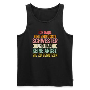 Schwester Bruder Geschwister Geschenk - Männer Premium Bio Tank Top - Schwarz - Vorne - Michal (187cm)