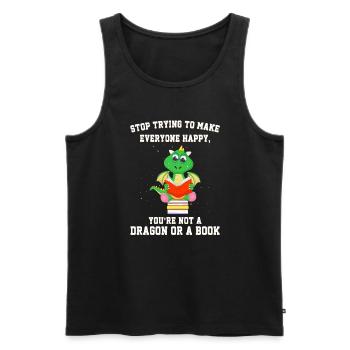 Drache Drache und Buch Drachenliebhaber Geschenk - Männer Premium Bio Tank Top - Schwarz - Vorne - Michal (187cm)