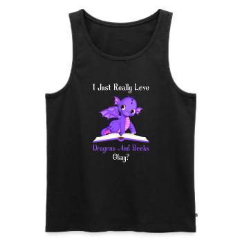 Drache Drache und Buch Drachenliebhaber Geschenk - Männer Premium Bio Tank Top - Schwarz - Vorne - Michal (187cm)