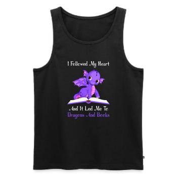 Drache Drache und Buch Drachenliebhaber Geschenk - Männer Premium Bio Tank Top - Schwarz - Vorne - Michal (187cm)
