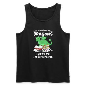 Drache Drache und Buch Drachenliebhaber Geschenk - Männer Premium Bio Tank Top - Schwarz - Vorne - Michal (187cm)