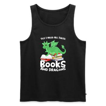 Drache Drache und Buch Drachenliebhaber Geschenk - Männer Premium Bio Tank Top - Schwarz - Vorne - Michal (187cm)