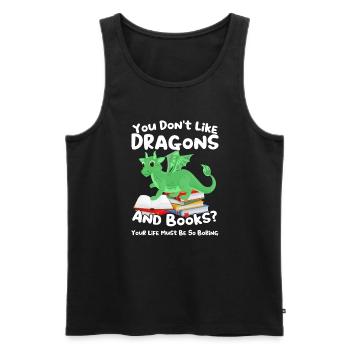 Drache Drache und Buch Drachenliebhaber Geschenk - Männer Premium Bio Tank Top - Schwarz - Vorne - Michal (187cm)