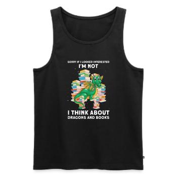 Drache Drache und Buch Drachenliebhaber Geschenk - Männer Premium Bio Tank Top - Schwarz - Vorne - Michal (187cm)