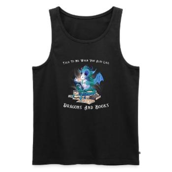Drache Drache und Buch Drachenliebhaber Geschenk - Männer Premium Bio Tank Top - Schwarz - Vorne - Michal (187cm)