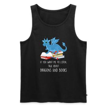 Drache Drache und Buch Drachenliebhaber Geschenk - Männer Premium Bio Tank Top - Schwarz - Vorne - Michal (187cm)