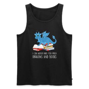 Drache Drache und Buch Drachenliebhaber Geschenk - Männer Premium Bio Tank Top - Schwarz - Vorne - Michal (187cm)