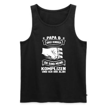 Papa 3 Kinder Drei Kinder Geschenk - Männer Premium Bio Tank Top - Schwarz - Vorne - Michal (187cm)