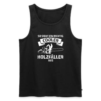 Forstwirt Förster Holzfäller Geschenk - Männer Premium Bio Tank Top - Schwarz - Vorne - Michal (187cm)