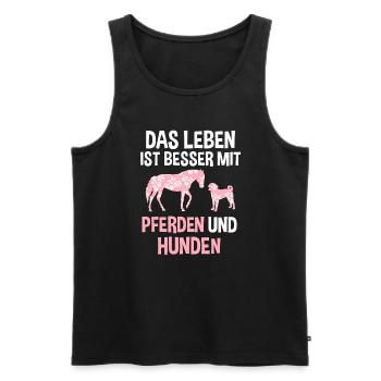 Pferd Hund Pferde Liebhaber Geschenk - Männer Premium Bio Tank Top - Schwarz - Vorne - Michal (187cm)