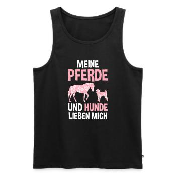 Pferd Hund Hunde Liebhaber Geschenk - Männer Premium Bio Tank Top - Schwarz - Vorne - Michal (187cm)