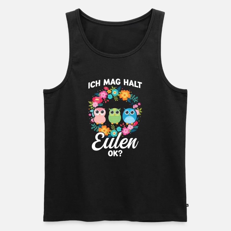 Eule Vogel Eulen Geschenk - Männer Premium Bio Tank Top - Schwarz
