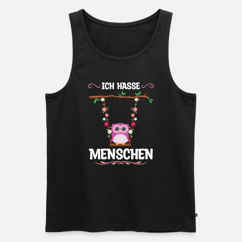 Eule Vogel Schaukeln Geschenk - Männer Premium Bio Tank Top - Schwarz