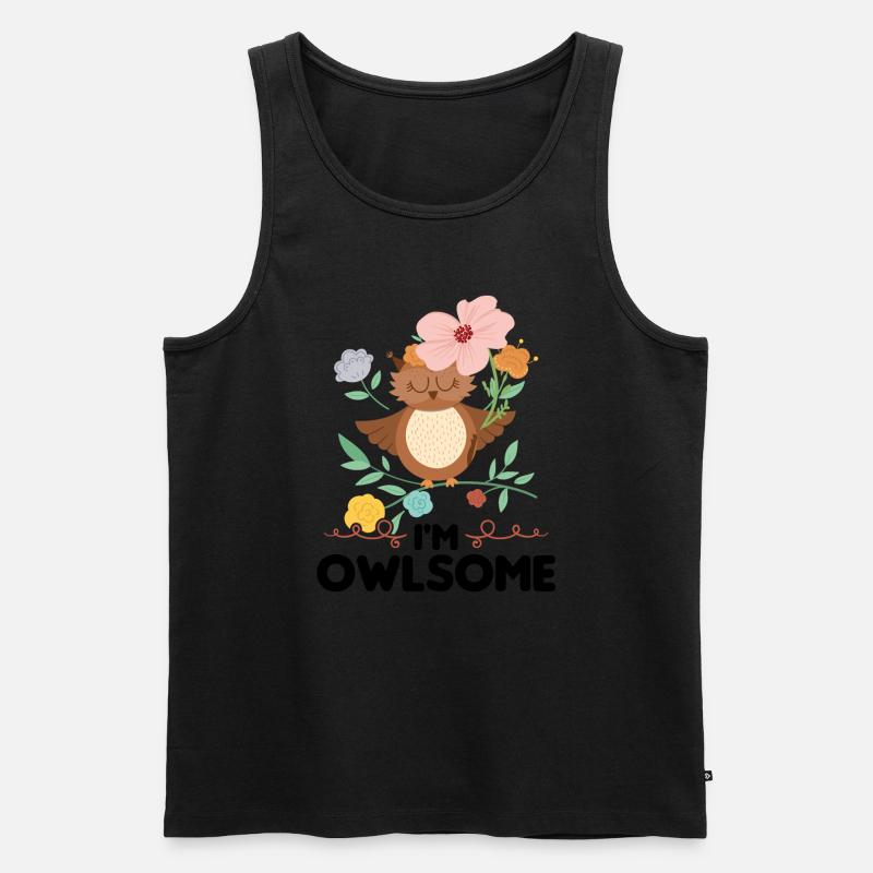 Eule Vogel Vögel Geschenk - Männer Premium Bio Tank Top - Schwarz