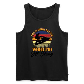 Jetski Jetskifahren Wintersport Geschenk - Männer Premium Bio Tank Top - Schwarz - Vorne - Michal (187cm)