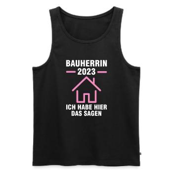 Bauherrin 2023 Hausbau Richtfest Geschenk - Männer Premium Bio Tank Top - Schwarz - Vorne - Michal (187cm)