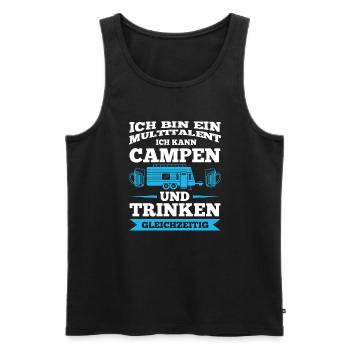 Campen Trinken Camper Geschenk - Männer Premium Bio Tank Top - Schwarz - Vorne - AI Model Male 178 light (178cm)