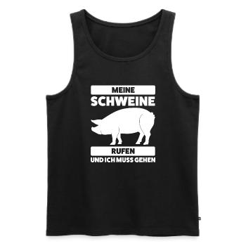 Schwein Bauer Schweinezüchter Geschenk - Männer Premium Bio Tank Top - Schwarz - Vorne - Michal (187cm)