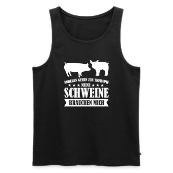 Schwein Bauer Schweinezucht Geschenk - Männer Premium Bio Tank Top - Schwarz - Vorne - Michal (187cm)