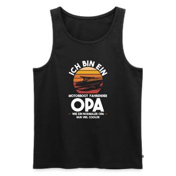 Motorboot Opa Großvater Geschenk - Männer Premium Bio Tank Top - Schwarz - Vorne - Michal (187cm)