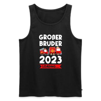 Großer Bruder 2023 Feuerwehr Grosser Bruder 2023 G - Männer Premium Bio Tank Top - Schwarz - Vorne - Michal (187cm)