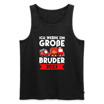 Großer Bruder 2023 Feuerwehr Grosser Bruder 2023 G - Männer Premium Bio Tank Top - Schwarz - Vorne - Michal (187cm)