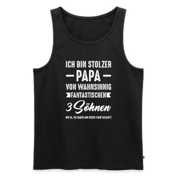 Papa 3 Söhne Papa von 3 Jungen Geschenk - Männer Premium Bio Tank Top - Schwarz - Vorne - Michal (187cm)