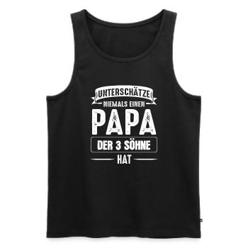 Papa 3 Söhne Papa von 3 Söhnen Geschenk - Männer Premium Bio Tank Top - Schwarz - Vorne - Michal (187cm)