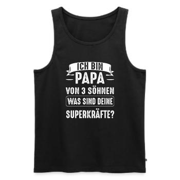 Papa 3 Söhne Papa von 3 Söhnen Geschenk - Männer Premium Bio Tank Top - Schwarz - Vorne - Michal (187cm)