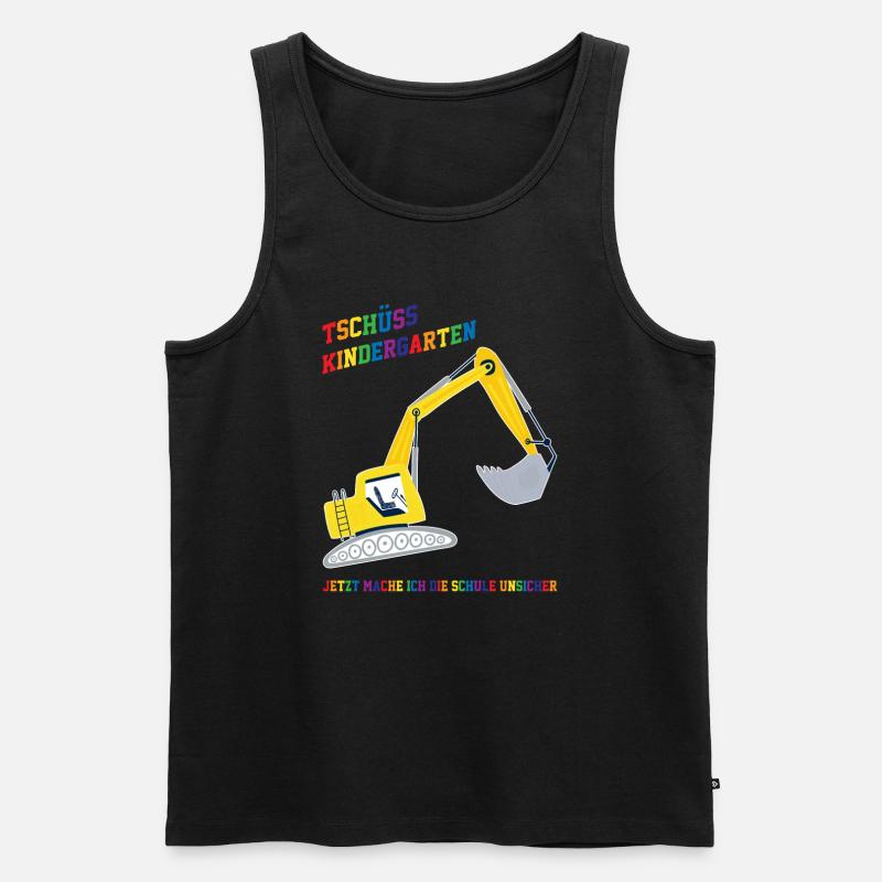 Schulkind Bagger Schulbeginn Geschenk - Männer Premium Bio Tank Top - Schwarz