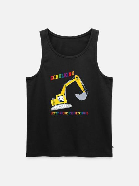 Schulkind Bagger Schulanfänger Geschenk - Männer Premium Bio Tank Top - Schwarz