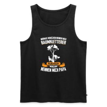 Baumpfleger Papa Baumkletter Geschenk - Männer Premium Bio Tank Top - Schwarz - Vorne - Michal (187cm)