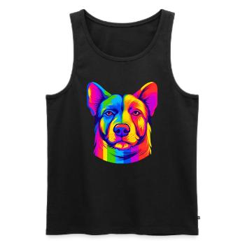 Rainbow Dog - Men's Premium Organic Tank Top - black - Front - AI Model Male 178 light (178cm)