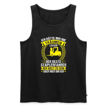 Staplerfahrer Stapler Lagerlogistik Geschenk - Männer Premium Bio Tank Top - Schwarz - Vorne - Michal (187cm)