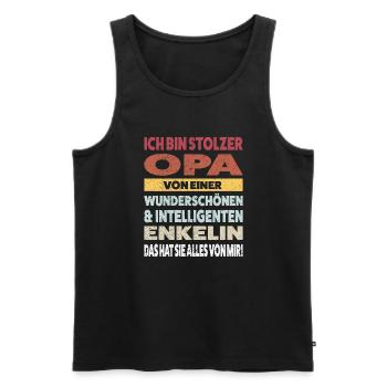 Opa Enkelin Großvater Geschenk - Männer Premium Bio Tank Top - Schwarz - Vorne - Michal (187cm)