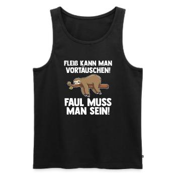 Faultier Faul Faultiere Geschenk - Männer Premium Bio Tank Top - Schwarz - Vorne - Michal (187cm)