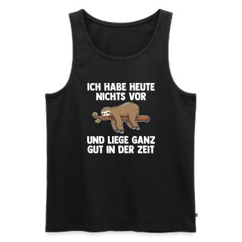 Faultier Faul Sarkasmus Geschenk - Männer Premium Bio Tank Top - Schwarz - Vorne - Michal (187cm)