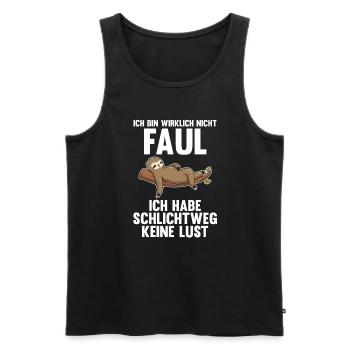 Faultier Faul Sarkasmus Geschenk - Männer Premium Bio Tank Top - Schwarz - Vorne - Michal (187cm)