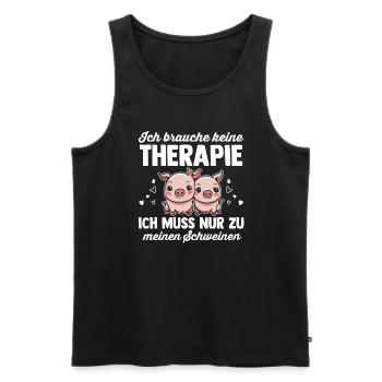 Schwein Landwirt Schweinezüchter Geschenk - Männer Premium Bio Tank Top - Schwarz - Vorne - Michal (187cm)
