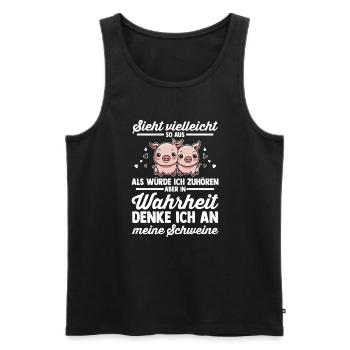 Schwein Landwirt Schweinezucht Geschenk - Männer Premium Bio Tank Top - Schwarz - Vorne - Michal (187cm)