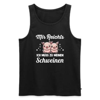 Schwein Landwirt Schweinchen Geschenk - Männer Premium Bio Tank Top - Schwarz - Vorne - Michal (187cm)