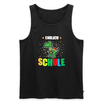 Schulkind Dino Schulbeginn Geschenk - Männer Premium Bio Tank Top - Schwarz - Vorne - Michal (187cm)