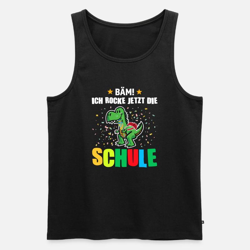 Schulkind Dino Erstklässler Geschenk - Männer Premium Bio Tank Top - Schwarz