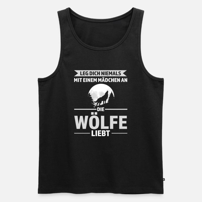 Wolf Mädchen Wölfe Geschenk - Männer Premium Bio Tank Top - Schwarz