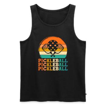 pickleball player retro design pickleball player G - Männer Premium Bio Tank Top - Schwarz - Vorne - Michal (187cm)