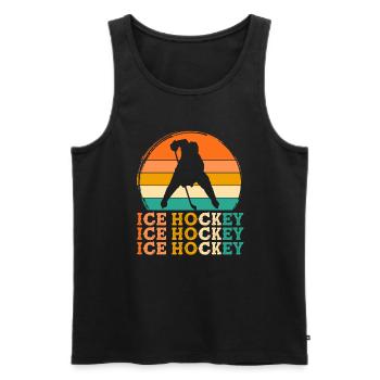 Eishockeyspieler Retro-Design Eishockeyspieler Ges - Männer Premium Bio Tank Top - Schwarz - Vorne - Michal (187cm)