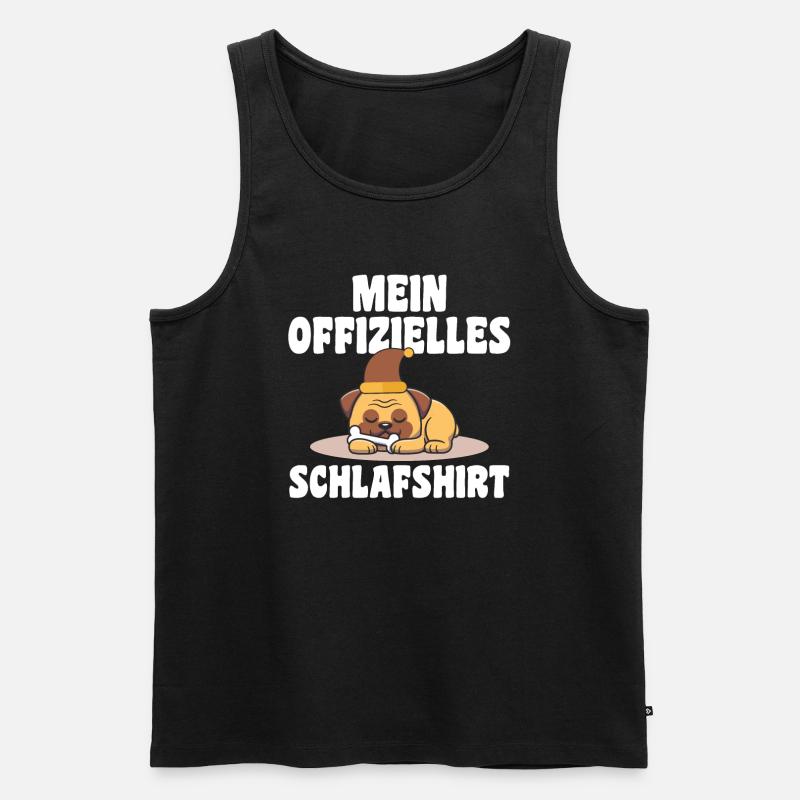 Schlafanzug Mops Nachthemd Geschenk - Männer Premium Bio Tank Top - Schwarz
