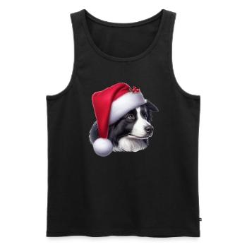 Père Noël Border Collie - Débardeur bio Premium Homme - noir - Devant - Michal (187cm)