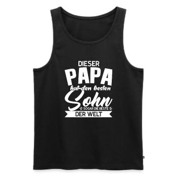 Papa & Sohn Familie Vater Geschenk - Männer Premium Bio Tank Top - Schwarz - Vorne - Michal (187cm)